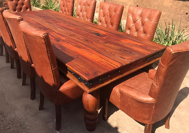 Old wooden dining table and chairs set for furniture removal